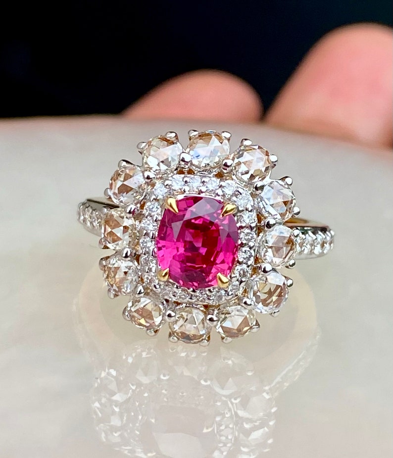 Rare and Stunning Burmese Ruby and Diamond Ring in Solid 18K Gold - Etsy