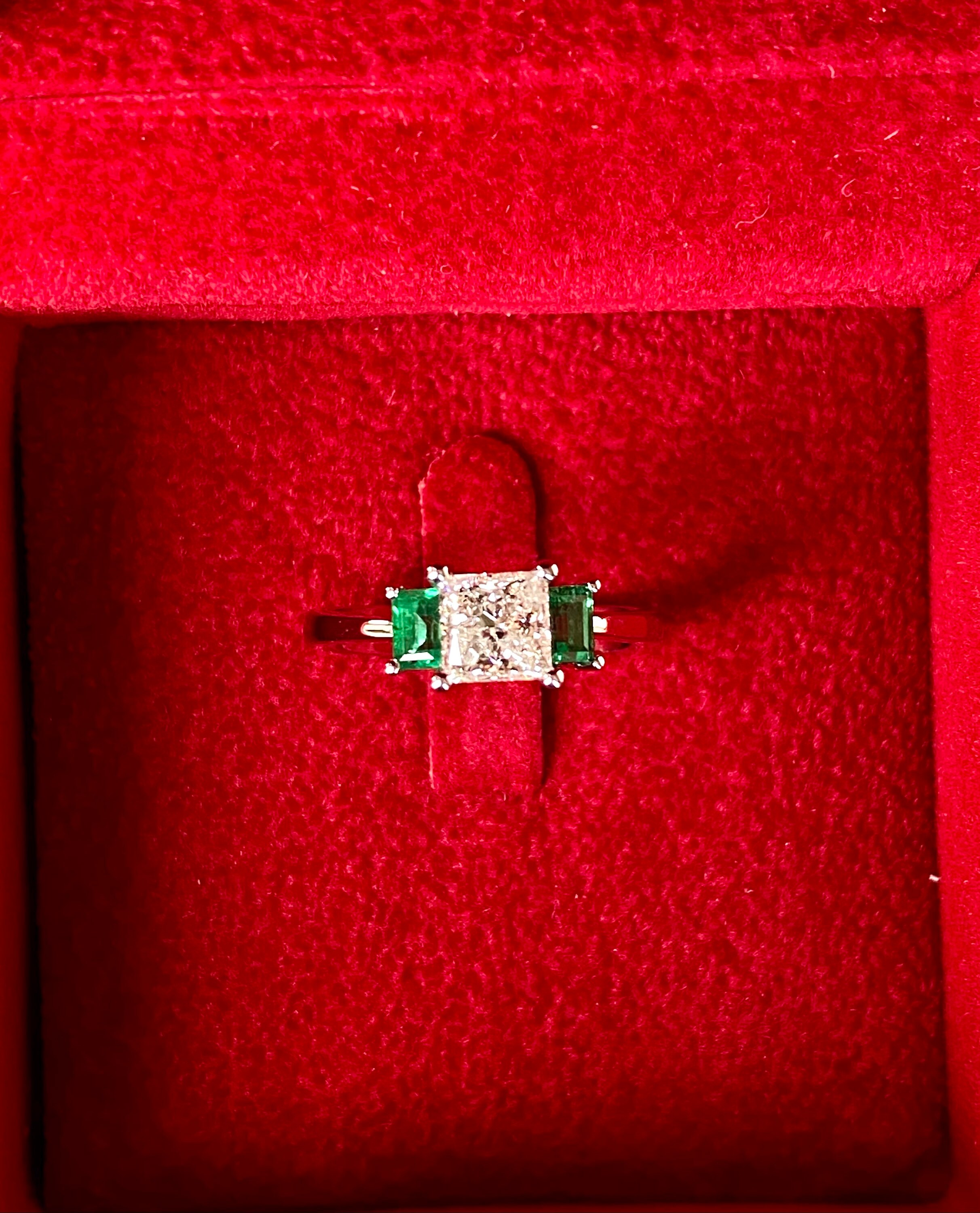 Certified Princess Cut Diamond Engagement Ring With Emerald Etsy Australia