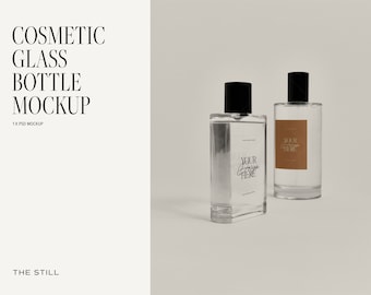 Glass Perfume and Bottle Mockup, Minimal Cosmetic Packaging Mockup, Mockups for Designers, Packaging Mockup, Label Mockup, Aesthetic Mockup