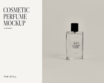 Glass Perfume Bottle Mockup, Minimal Cosmetic Packaging Mockup, Mockups for Designers, Packaging Mockup, Label Mockup, Aesthetic Mockup