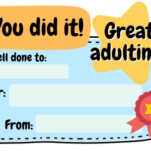Great adulting award certificate digital download certificate