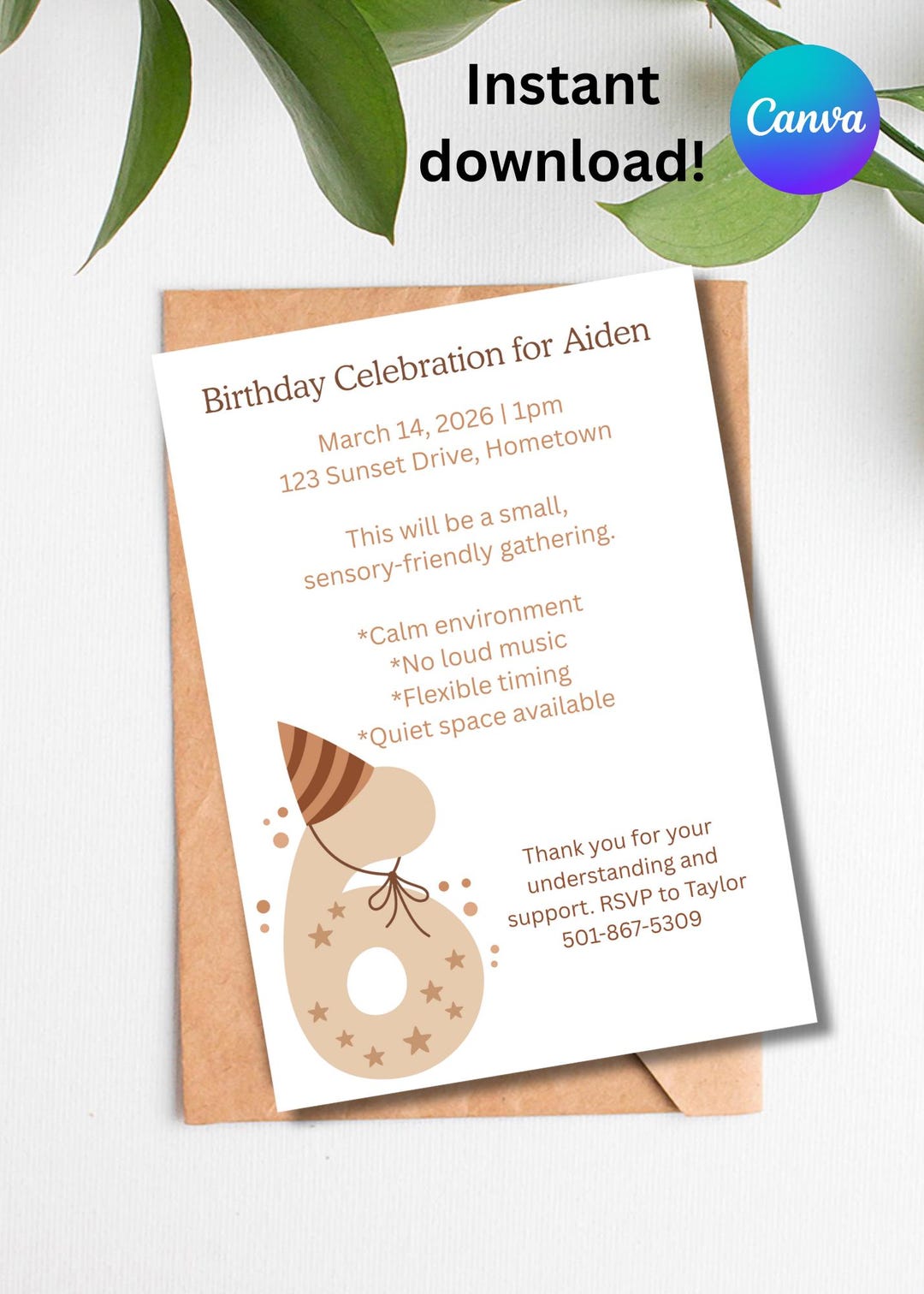Sensory-friendly Evite | Editable Autism Friendly Digital Birthday ...