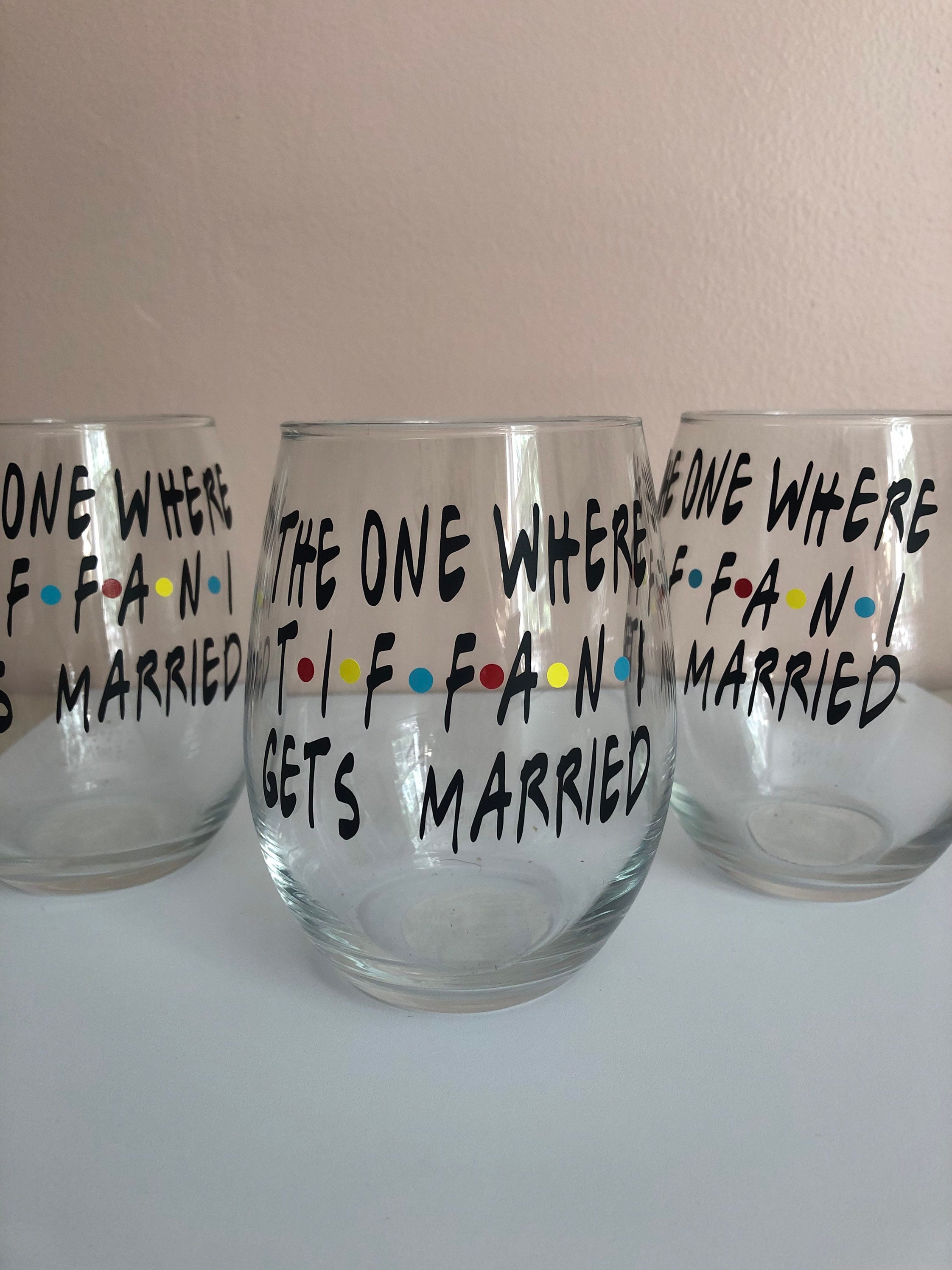 Friends theme wine glass stemless the one where personalized Etsy