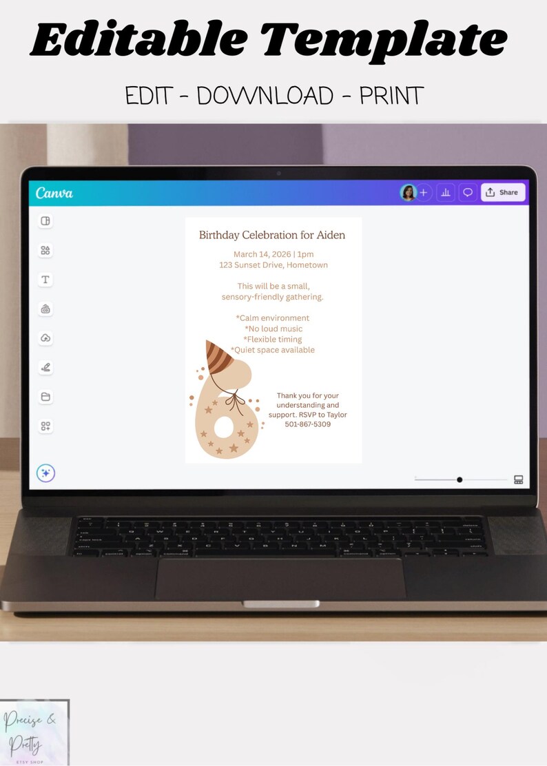 Sensory-friendly Evite | Editable Autism Friendly Digital Birthday ...