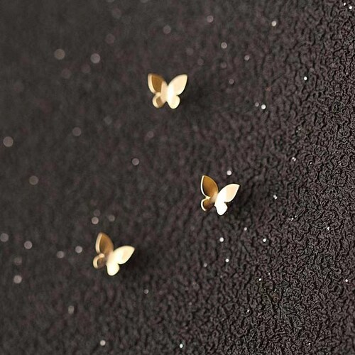 14K Solid Gold Butterfly Earring - Hypoallergenic Minimalist 9k/14k Solid deals Gold Butterfly Earring for Wedding, Party, Cocktail, Dating