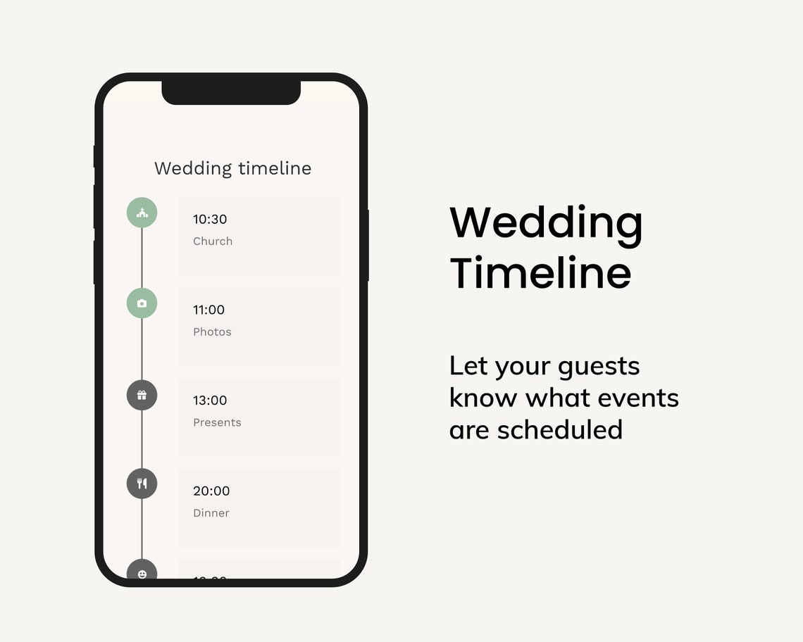 Digital Wedding Invitation, site With Online RSVP, Wedding Timeline