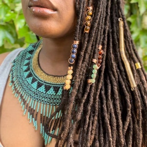 Formery Crystal Loc Jewelry for Hair Gold Natural Stone Hair Jewels for  Braids Coiling Colorful Gemstone African Dreadlock Accessories for Black  Women