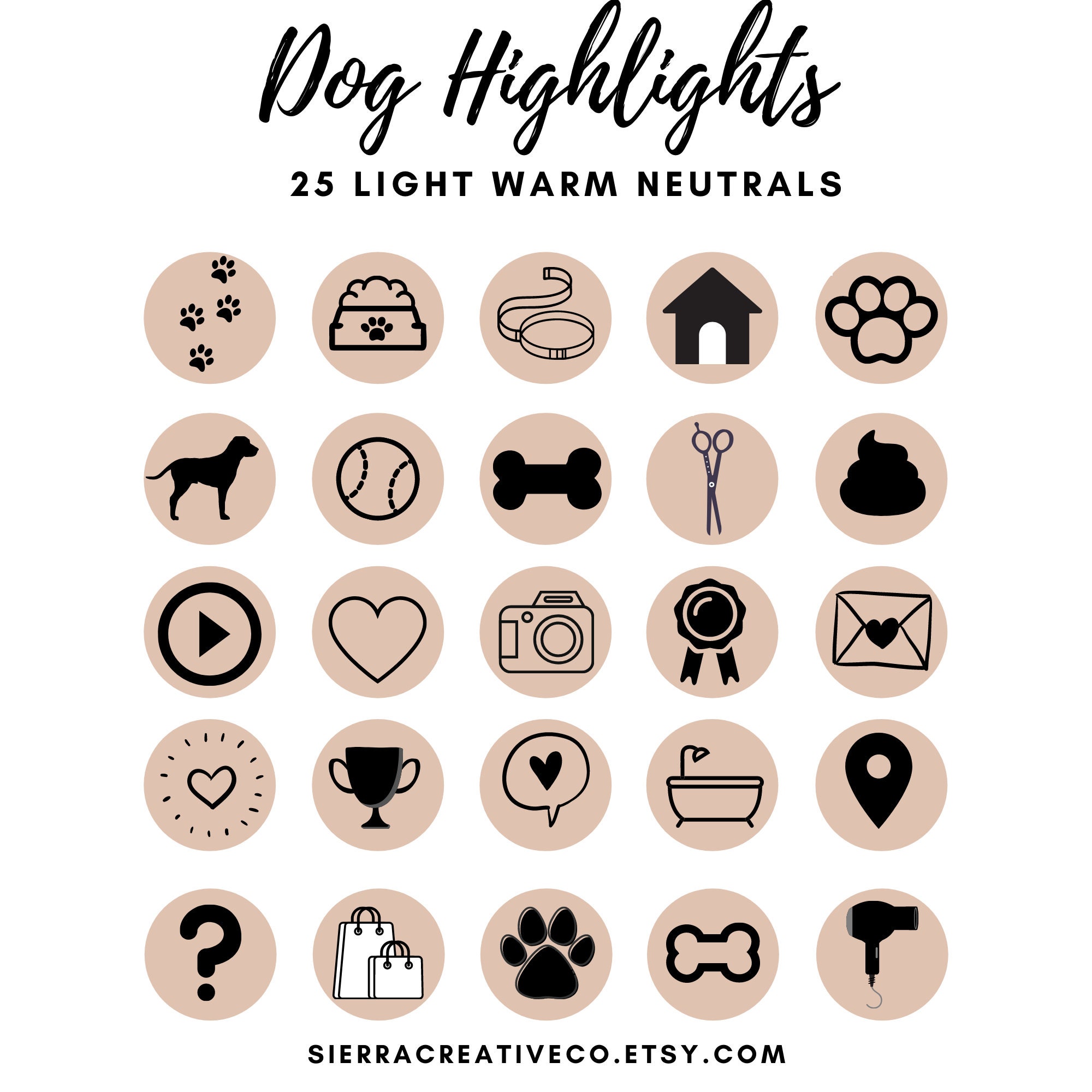 Buy Dog Instagram Story Highlight in Warm Neutrals, Dog Instagram Icons