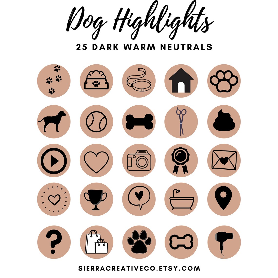 Dog Instagram Story Highlight in Warm Neutrals, Dog Instagram Icons