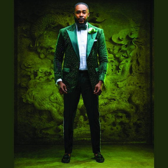 Custom Made to Order Luxury Green Velvet Embellished Formal Dinner Suit Wedding Suit Custom Suit Made to Measure Etsy Australia