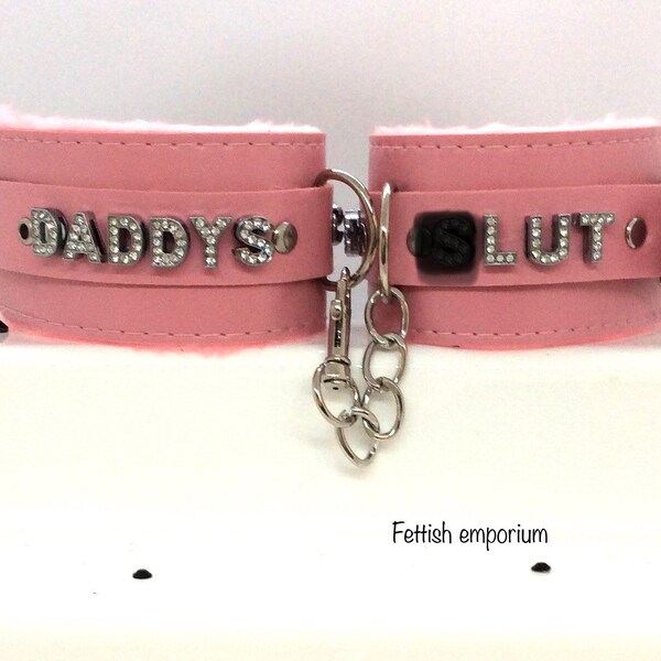 Daddy’s girl cuff set  personalised domination set custom handcuff bdsm wrist cuffs bondage ankle cuffs Ddlg/lg restraints fetish restraint