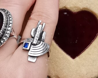 SKY CITY Sterling Silber Ring , grün Onyx oder lab. blauer Saphir