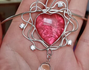 Barocco Halskette, Herz Halskette Pink Quartz Love, Sterling Silber