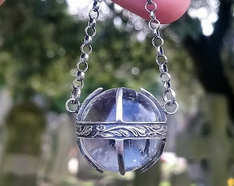 MAGIC BALL HALSKETTE / Sterling Silber / Crystal Quartz Edelstein
