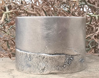 SEA & SKY Manschette, oxidiertes, 4 cm breites strukturiertes Sterling Silber