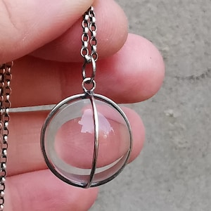 CRYSTAL BALL NECKLACE,  Pool of Light ,  Crystal quartz and Sterling silver