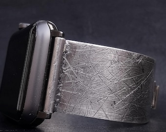 Uhrenarmband aus Sterlingsilber, Unisex mit Strukturmuster (22 mm)