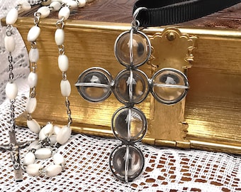 Lichtkreise Kreuz Anhänger Kristallquarze und Sterling Silber