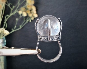 KRISTALLKUGEL RING / Sterling Silber