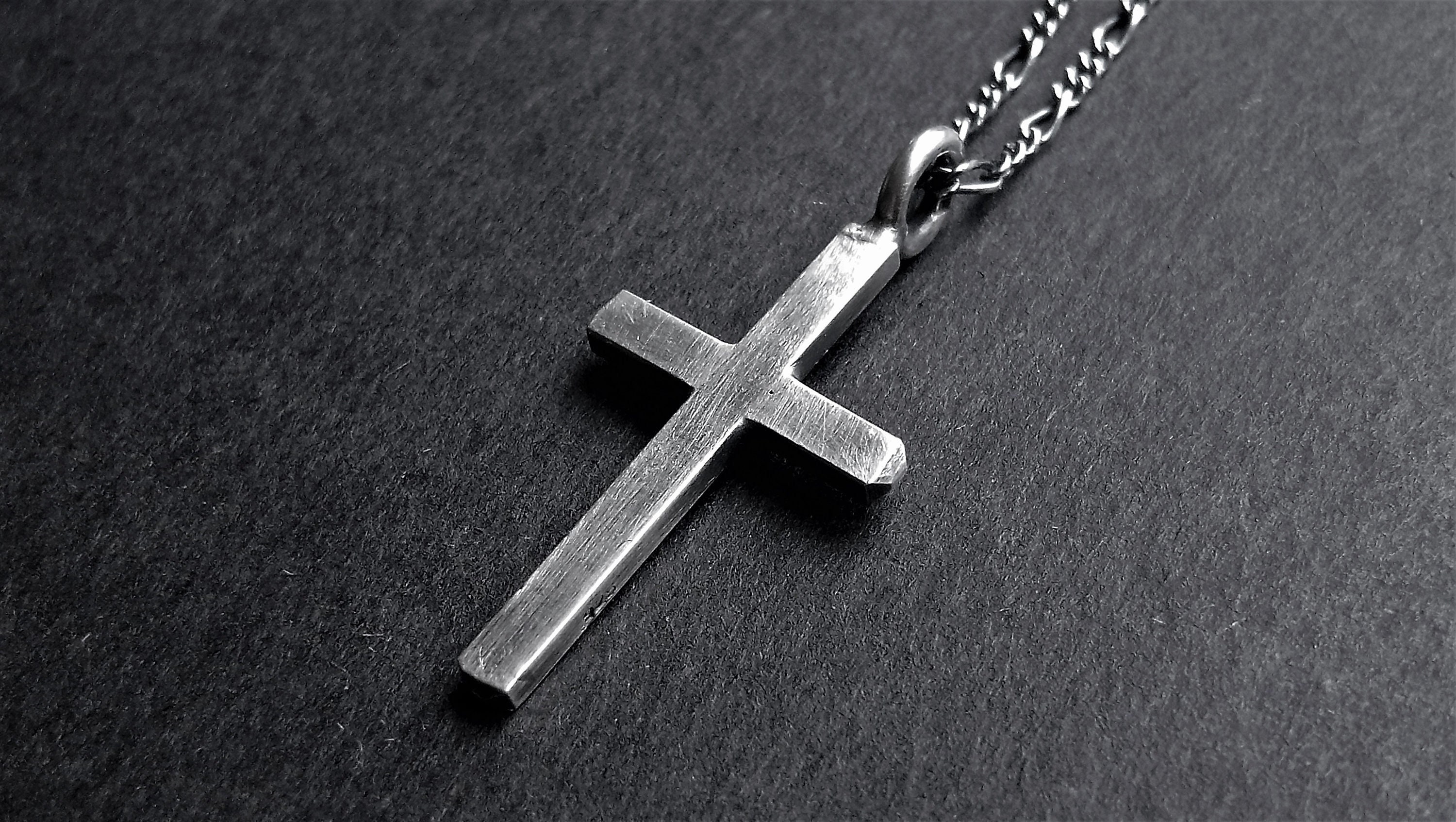 CROSS NECKLACE, Lightly Textured Sterling Silver Cross CROSS NECKLACE, Lightly Textured Sterling Silver Cross