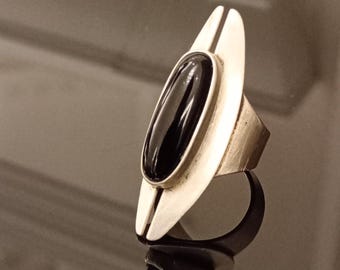 Handgemachte Sterling Silber Onyx Ring, Statement Schmuck