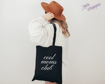 Cool Moms Club Black Tote Bag, Canvas Tote, Mom Gift, New Mom Gift, Gift for Mom, Mom Tote Bag, Aesthetic Tote Bag