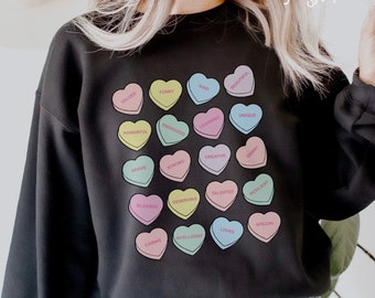 POSITIVE AFFIRMATION | Crewneck Sweatshir | Candy Hearts, Conversation Heart Shirt, Mental Health Shirt, Mental Health Sweatshirt