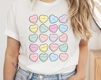 POSITIVE AFFIRMATIONS | Valentine's Day Conversation Candy Heart T-Shirt