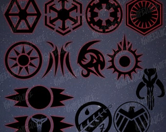 Sith Empire First Order Syndicate Mando Bounty Symbol Pack - STAR WARS Digital File BUNDEL - svg png psd ai - hoge kwaliteit direct downloaden