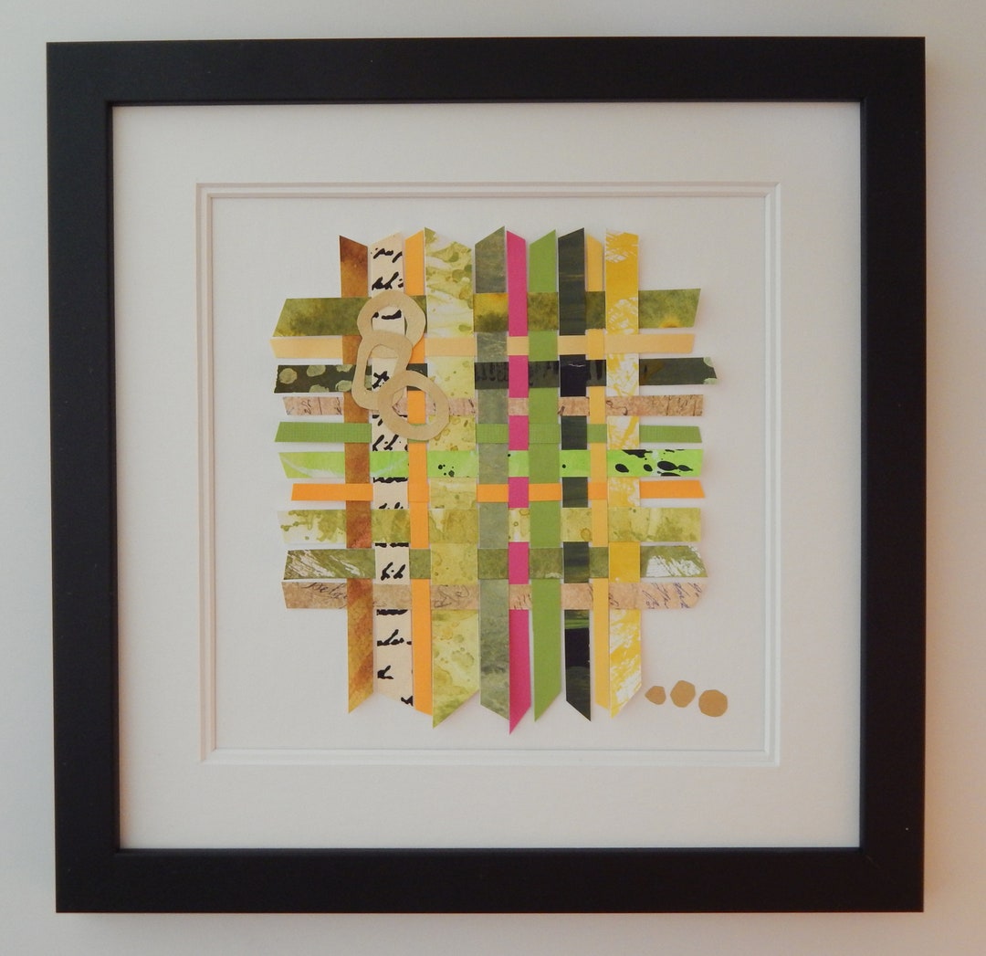 Green and Gold Woven Paper Wall Art Paper Weaving Artwork Etsy
