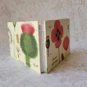 Handmade Journal Book for Writing, Drawing, Sketching, Travel, Garden, 4&quot;Hx6&quot;W, Red Poppy Cover, 96 Blank Pgs, Suitable for Dry Media