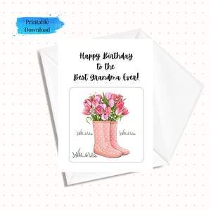 Cartão de aniversário para impressão para a melhor avó de todos os tempos, cartão de aniversário para jardineiro, cartão para download 5x7, download instantâneo (modelo de envelope incluído)