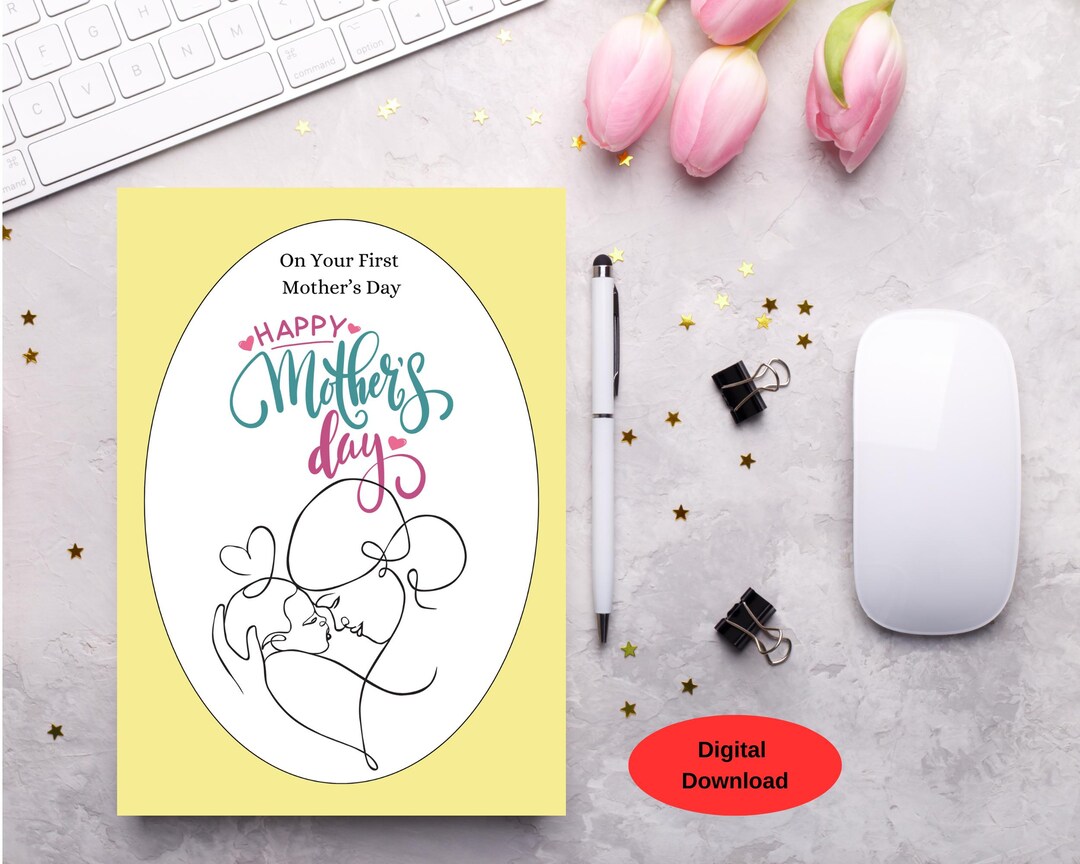 Printable First Mothers Day Card for a 1st Mothers Day, Downloadable ...