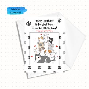 Best Mom Birthday Card, Happy Birthday Mother from Whole Gang, Printable Downloadable 5x7 Card, Instant Download (Envelope Template Incl.)