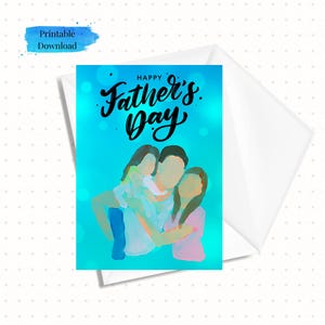 Biglietto colorato per la festa del papà con la famiglia, da stampare a casa, scaricabile e pronto per la stampa 5x7, download immediato (modello per busta incluso)