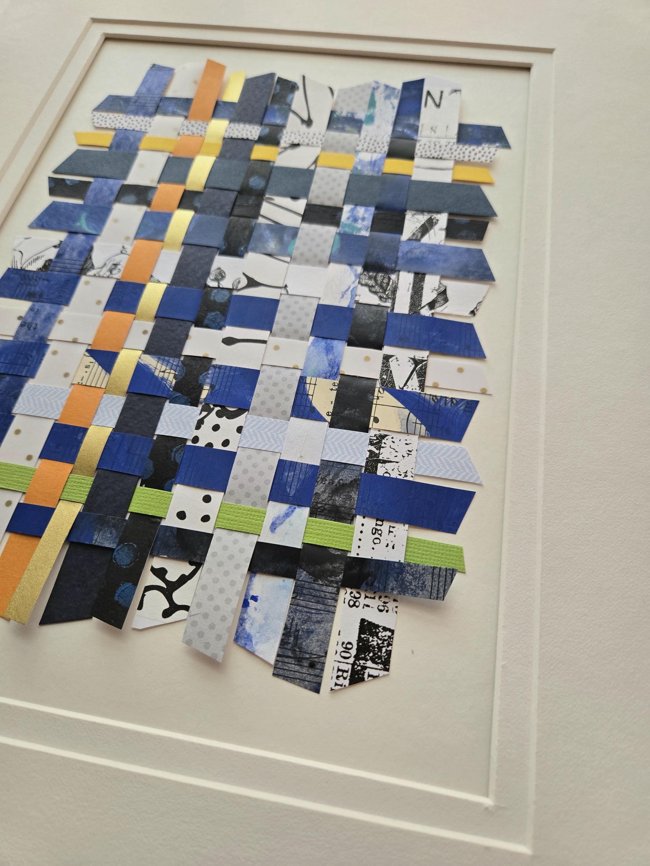 Woven Paper Wall Art, Paper Weaving Artwork, Mixed Media Paper Art in ...