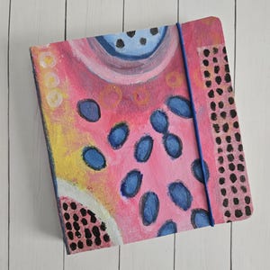 Handmade Writing Journal Book for Drawing, Writing, Travel or Sketching, Painted Canvas, 6&quot;Hx5.5&quot;W, 72 Blank Pages, Suitable for Dry Media