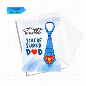 Cartão de Super Pai para o Dia dos Pais para impressão, Super Dia dos Pais, Cartão pronto para impressão 5x7 para download, download instantâneo (modelo de envelope incluso)