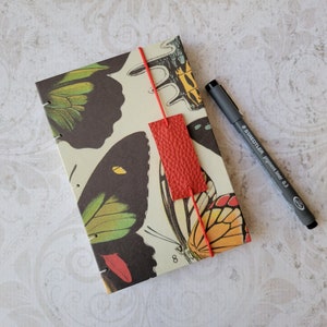 Handmade Writing Journal Book for Drawing, Writing, Travel or Sketching, Butterflies, 6&quot;Hx4&quot;W, 96 Blank Pages, Suitable for Dry Media