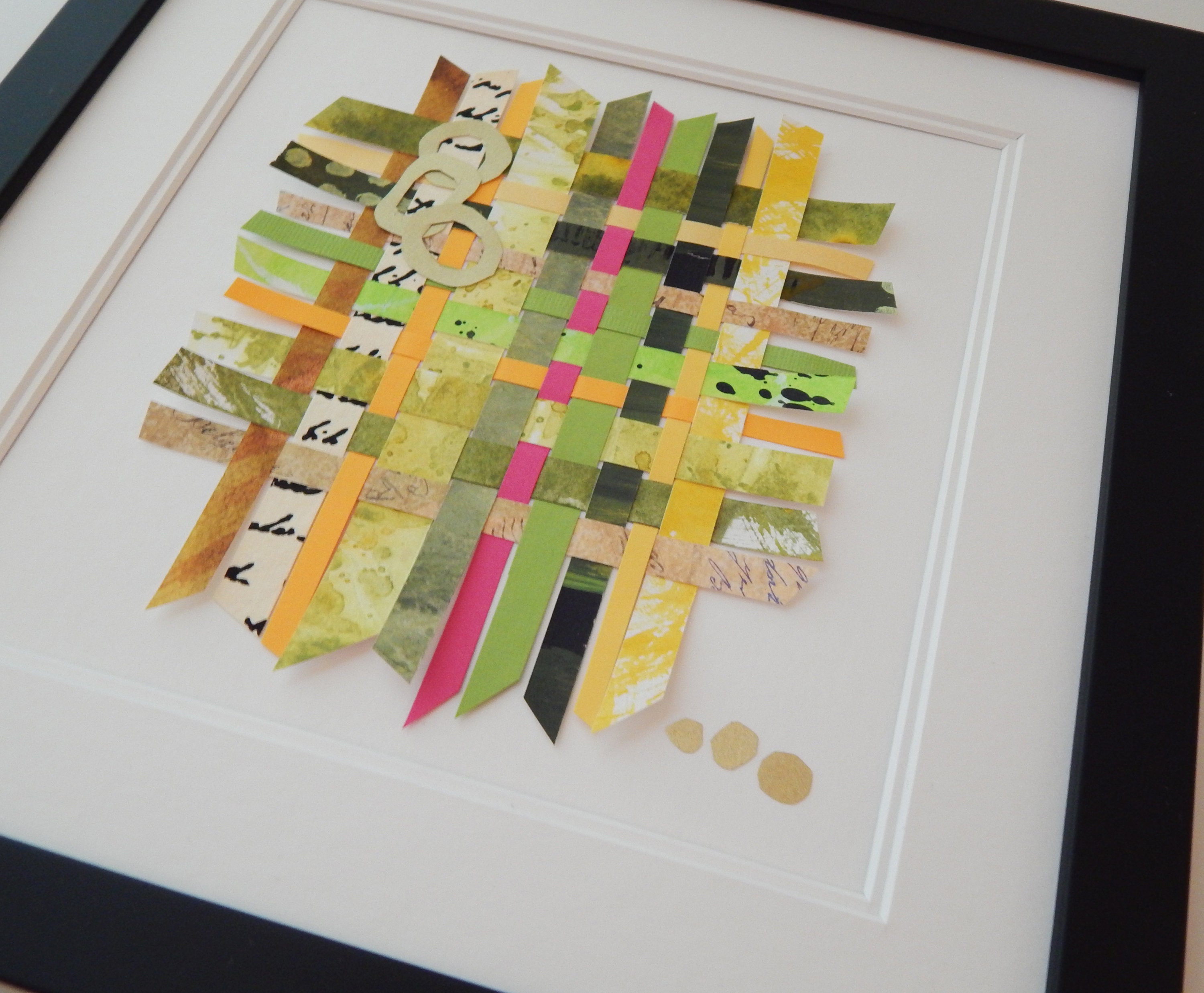 Green and Gold Woven Paper Wall Art Paper Weaving Artwork Etsy