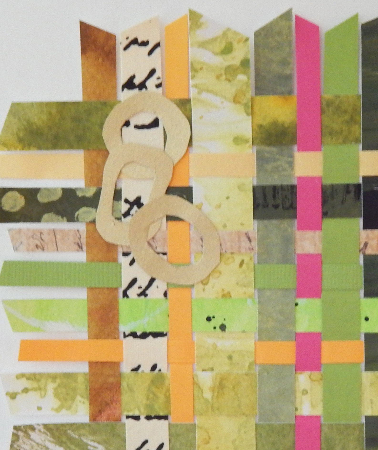 Green and Gold Woven Paper Wall Art Paper Weaving Artwork Etsy