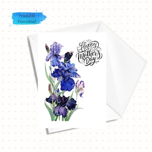 Tarjeta floral imprimible para el Día de la Madre para abuela, abuela o madre, tarjeta para mamá descargable de 5x7, descarga instantánea (plantilla de sobre incluida)
