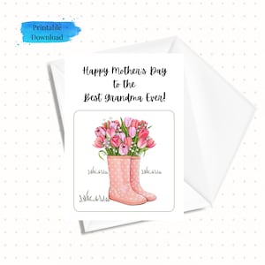 Tarjeta del Día de la Madre para la Mejor Abuela, Tarjeta Imprimible del Día de la Madre para Abuela, Tarjeta Descargable de 5x7, Descarga Instantánea (con Plantilla de Sobre)