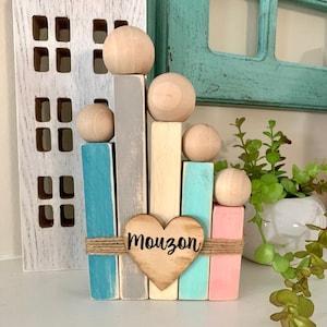 Wooden Family with Pets, Pet Figurines, Wooden Family Figurines, Wedding Gift, Anniversary, Wooden Figurines, Farmhouse Home Decor