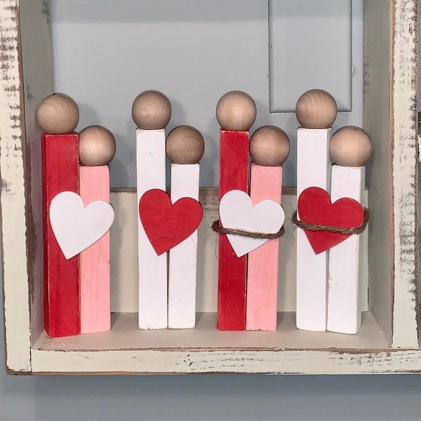 Rustic Valentines Decor| Wooden People | Love Decor | Farmhouse Valentines | Anniversary Gift | Wedding Gift | Life's Canopy