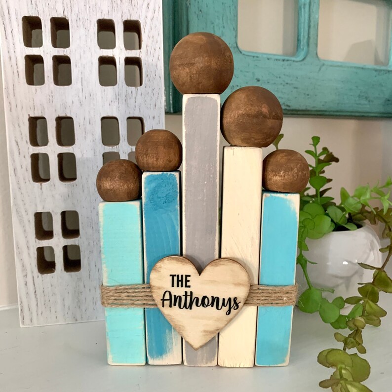 Wooden Family With Pets, Pet Figurines, Wooden Family Figurines, Father