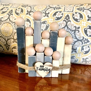 Wooden Family with Pets, Pet Figurines, Wooden Family Figurines, Mother&#39;s Day Gift, Wooden Figurines, Farmhouse Home Decor, Life&#39;s Canopy