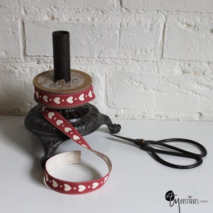ELAN Galon de coton 15mm x 2m - coeurs rouges
