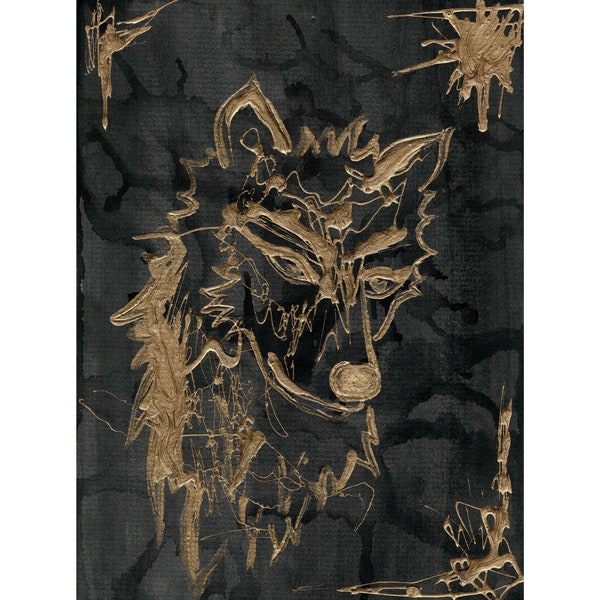 art print A3 - golden wolf