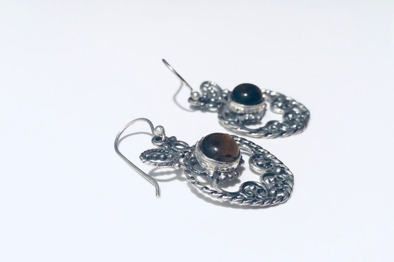 Sterling silver Silver earrings Gift Earrings Silver Sterling silver earrings Tiger\u2019s eye earrings Apple earrings Tiger\u2019s eye